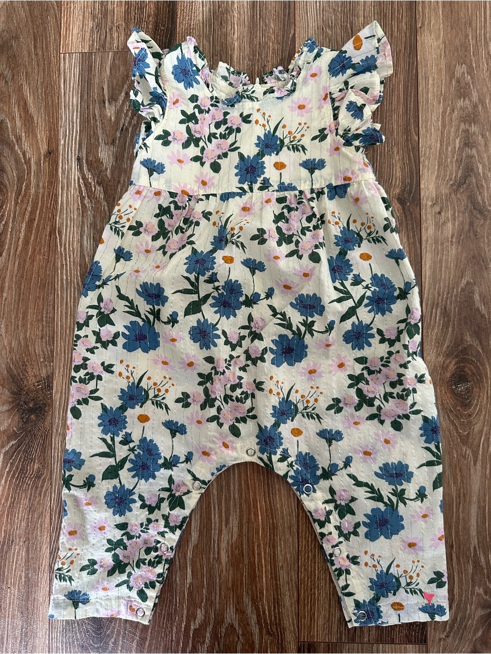 Baby Pink Chicken Floral Ruffle Romper